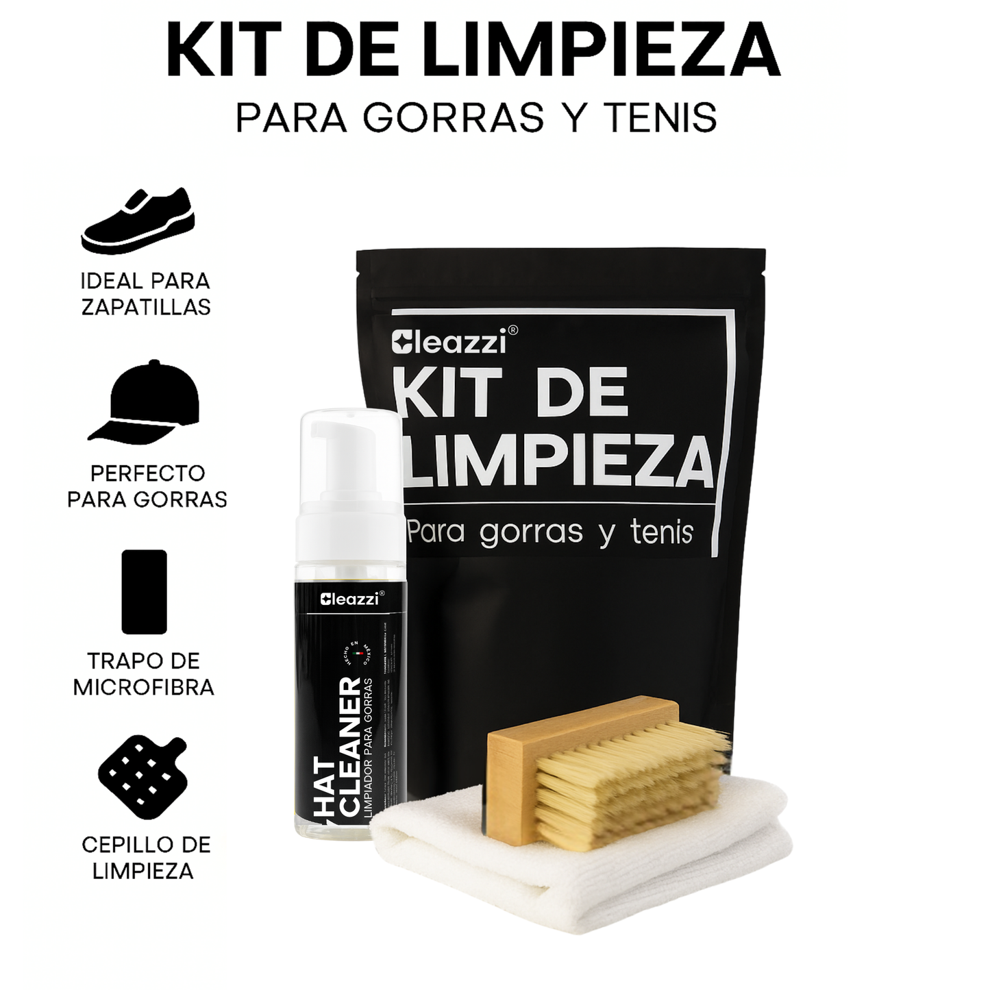 Kit Limpiador de Gorras - Espuma y Cepillo para Limpieza Profunda