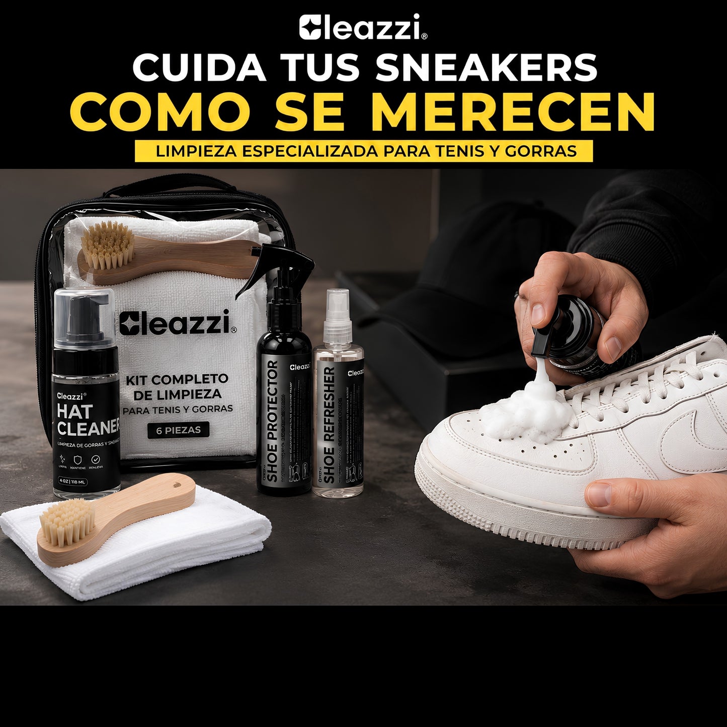 Kit Completo De Limpieza Tenis Y Gorras Varios Materiales 6 Pzs