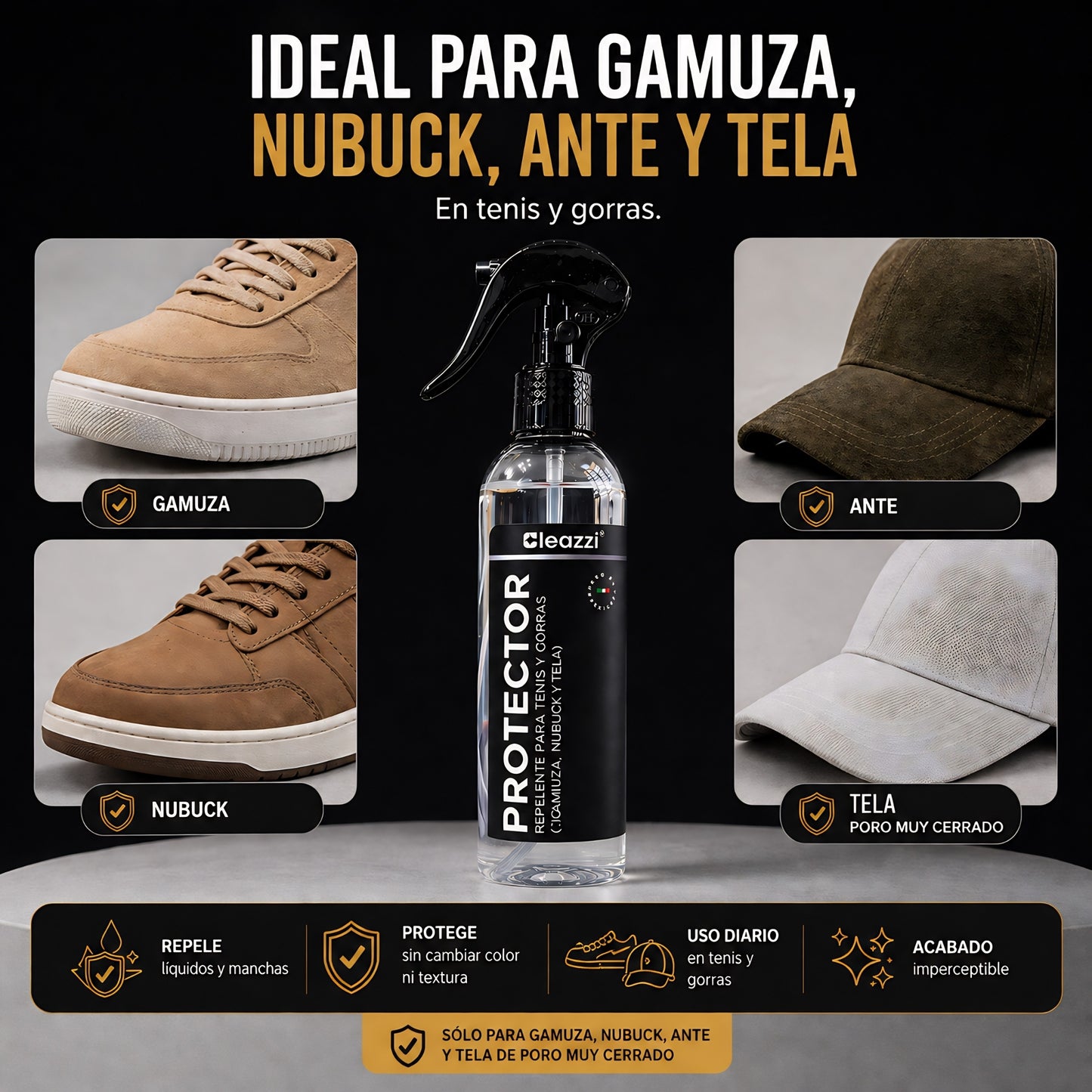 Spray Protector De Tenis Repelente Limpieza De Tenis Cleazzi 177ml
