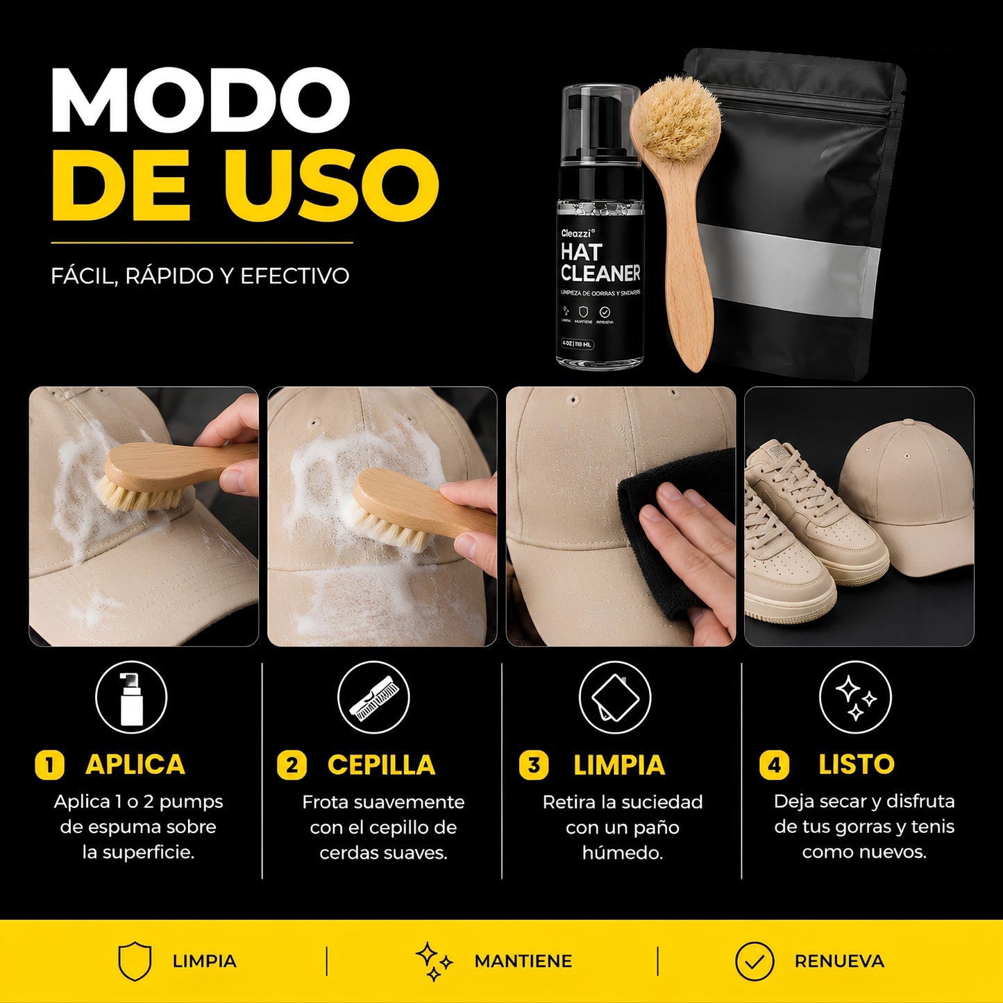 1 Litro de Limpiador Para Gorras y Tenis