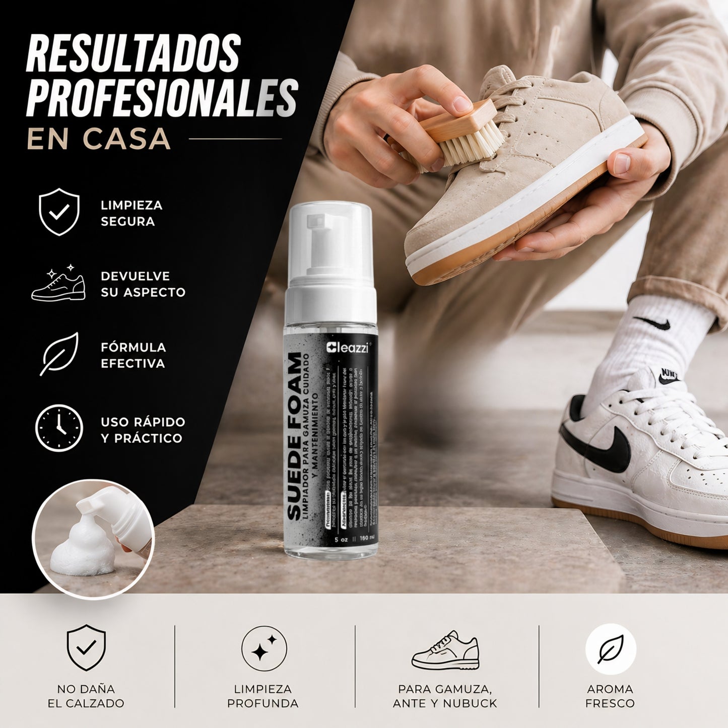 Limpiador En Espuma Para Gamuza, Nobuck, Ante 150 Ml