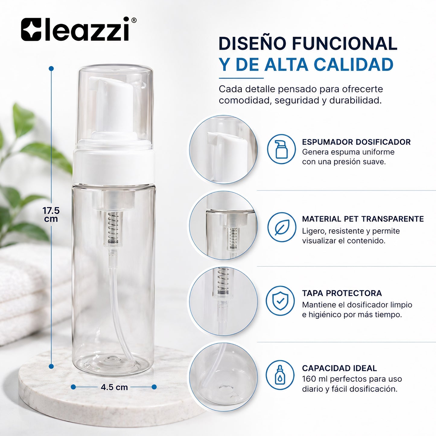 Botella vacía dispensadora de espuma de 160 ml
