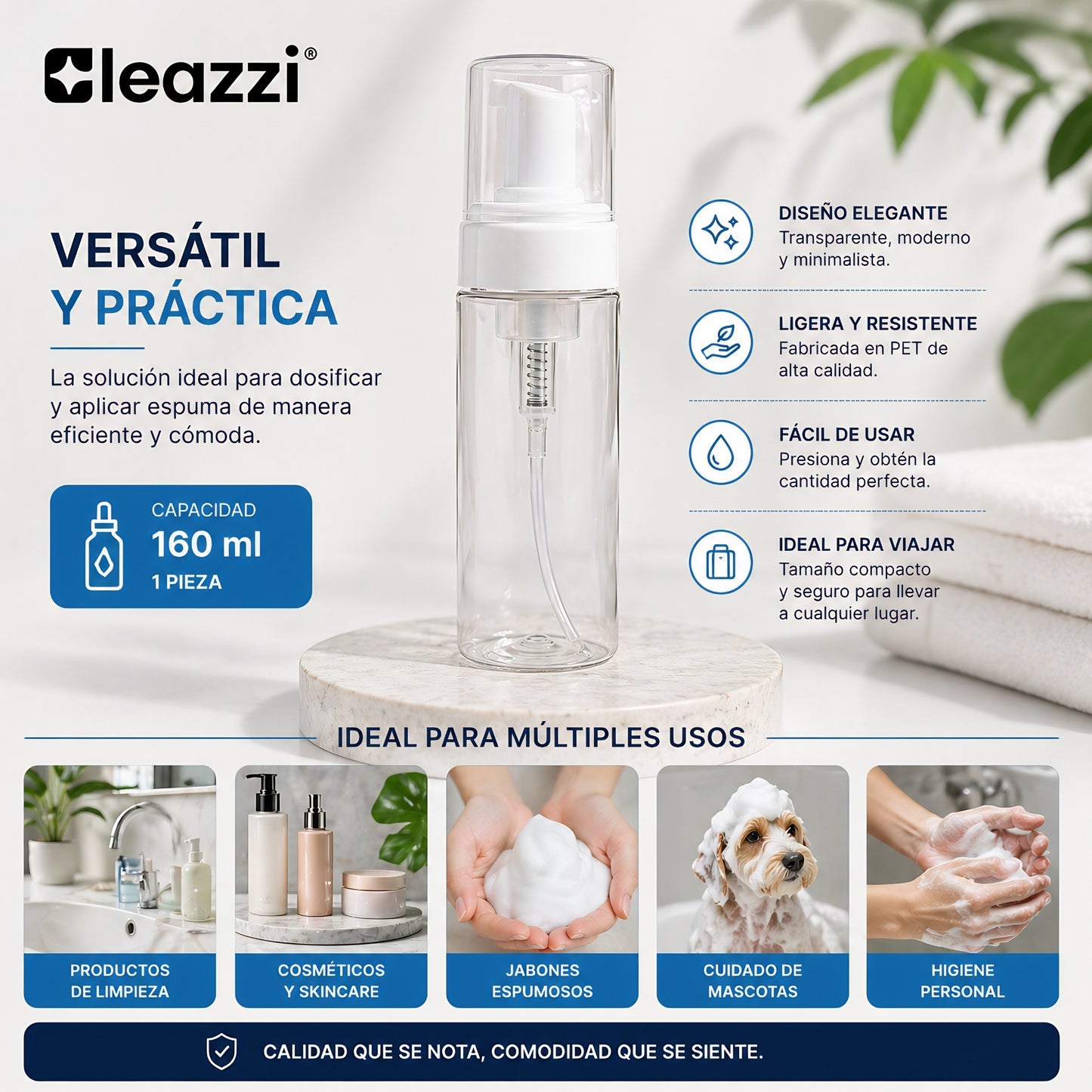 Botella vacía dispensadora de espuma de 160 ml