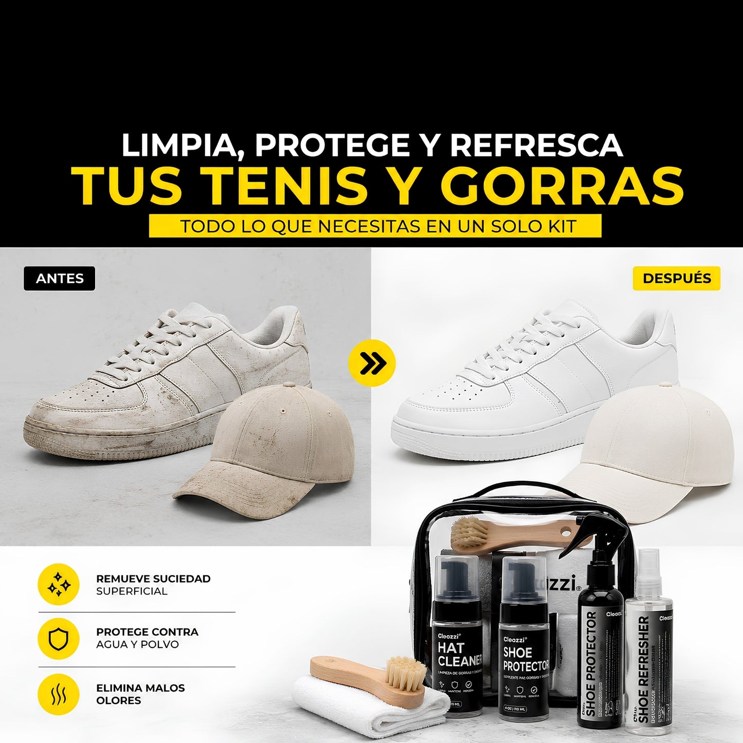 Kit Completo De Limpieza Tenis Y Gorras Varios Materiales 6 Pzs