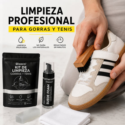 Kit Completo de Limpieza para Gamuza, Ante y Nobuck con Borrador, Cepillo y Microfibra (150 ml)