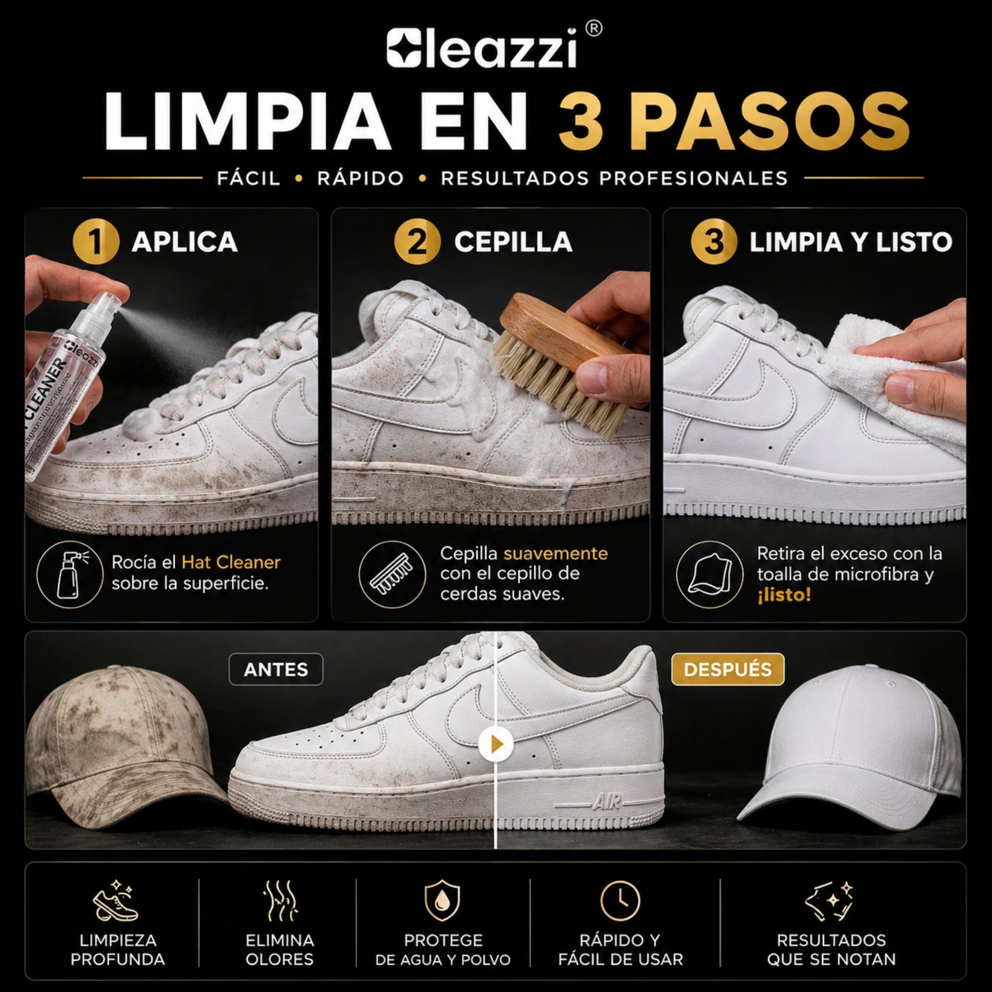 Kit Completo De Limpieza Tenis Y Gorras Varios Materiales 6 Pzs